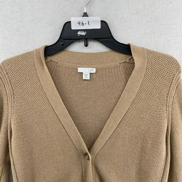 J.Jill Cardigan Women's Sz XSP Brown Tan Cable Knitted Rib Trim Button Front - Picture 6 of 10